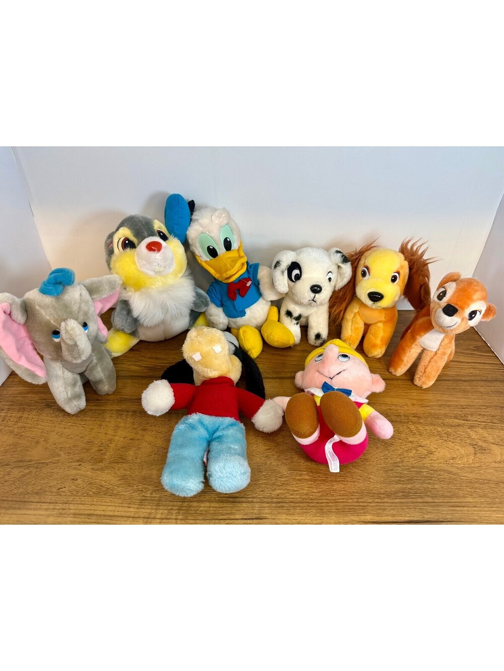 Vintage Disney Plush Lot of 8 Dumbo Thumper Bambi Donald Pinocchio Lady